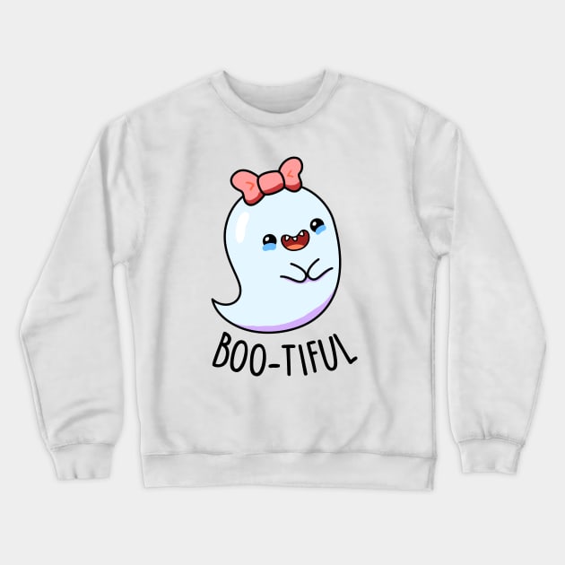 Boo-tiful Cute Girl Ghost Halloween Pun Crewneck Sweatshirt by punnybone